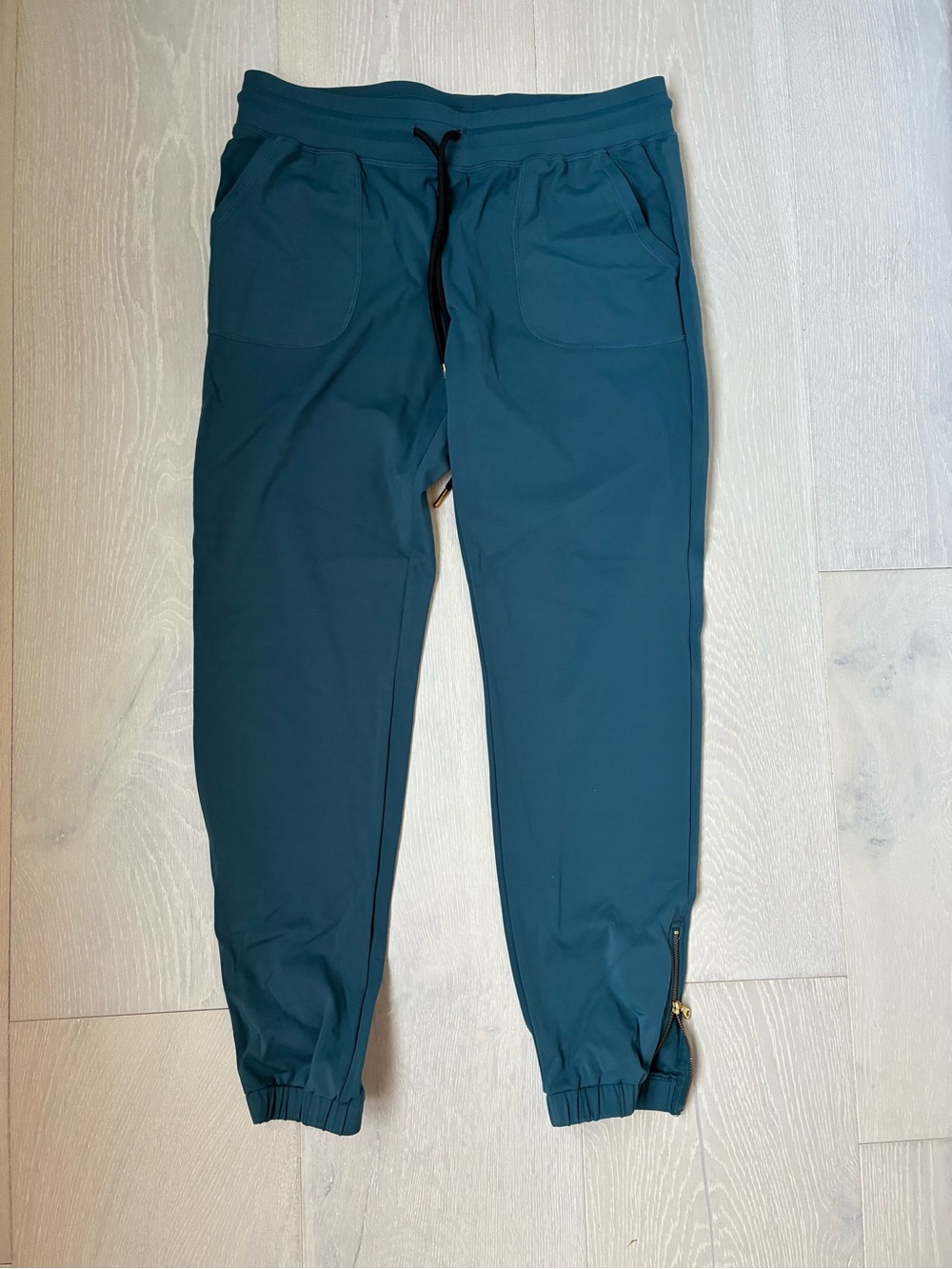 Teal Drawstring Joggers with Ankle Zips